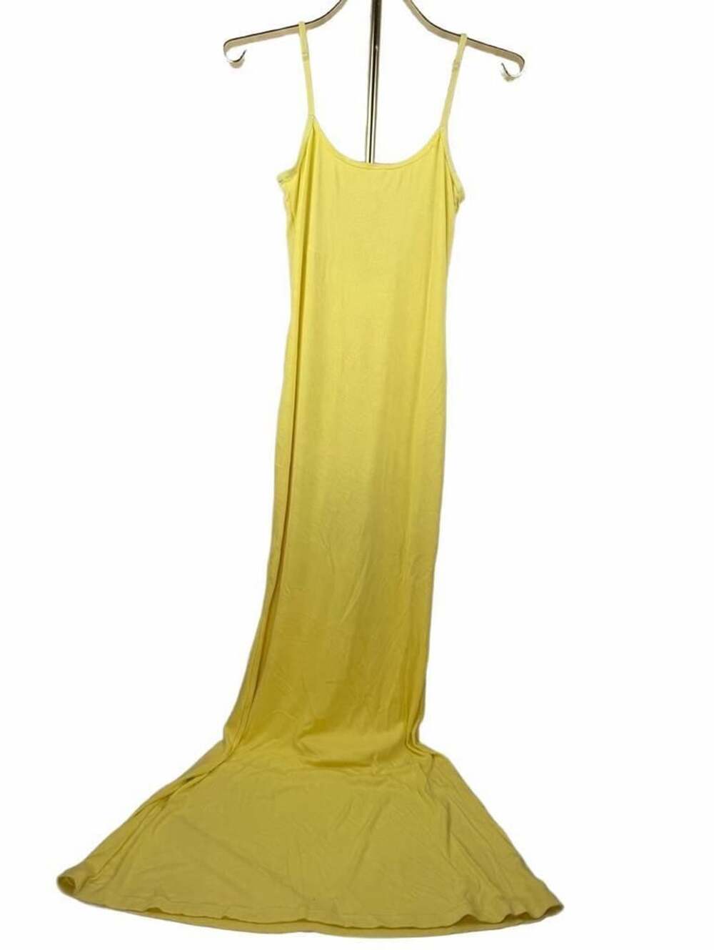Popilush Yellow Ribbed shaping Maxi Dress Size L
